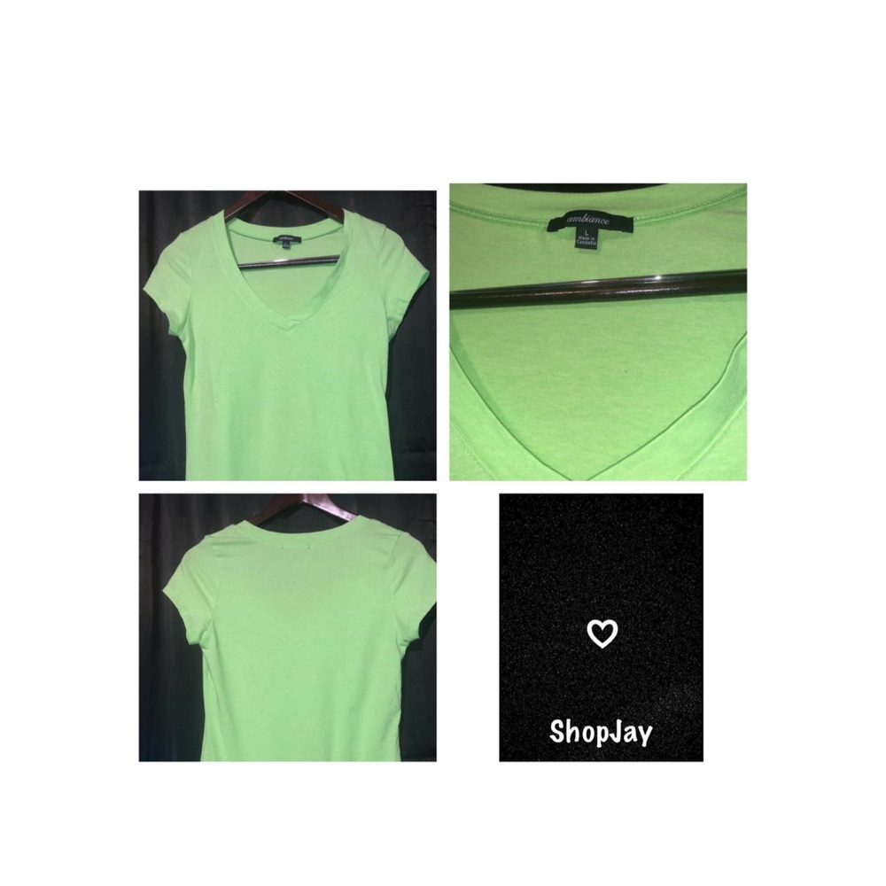 Lime green solid v neck tee!